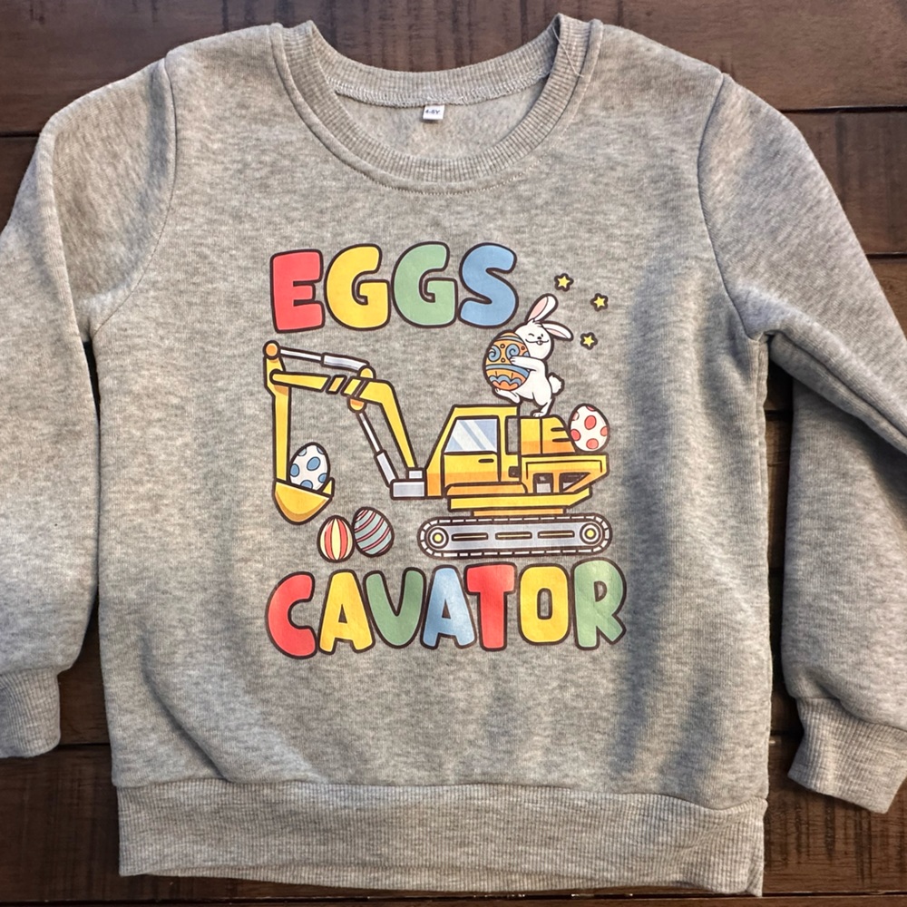 Gray Excavator Easter Sweatshirt